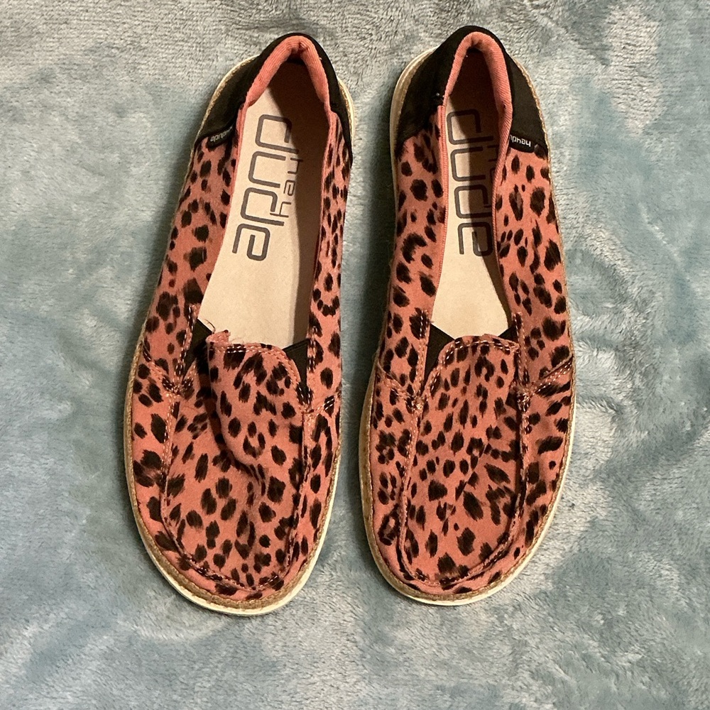 Hey Dude Women's Pink Leopard Flats size 7
